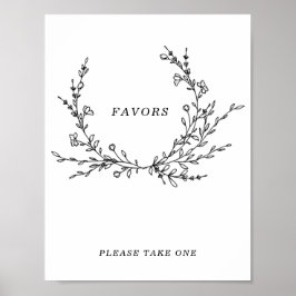 Poster Minimalist Floral Line Art Favors Sign