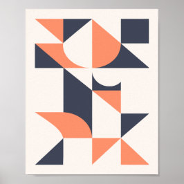 Poster Minimalist Geometric Triangles and Curved Shapes