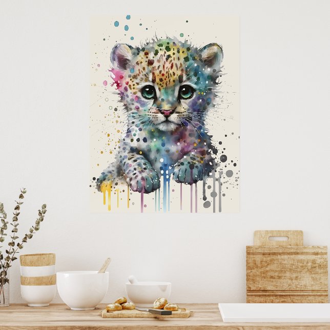 Poster Minimalist Ivory Watercolor Leopard Pattern (Cozinha)