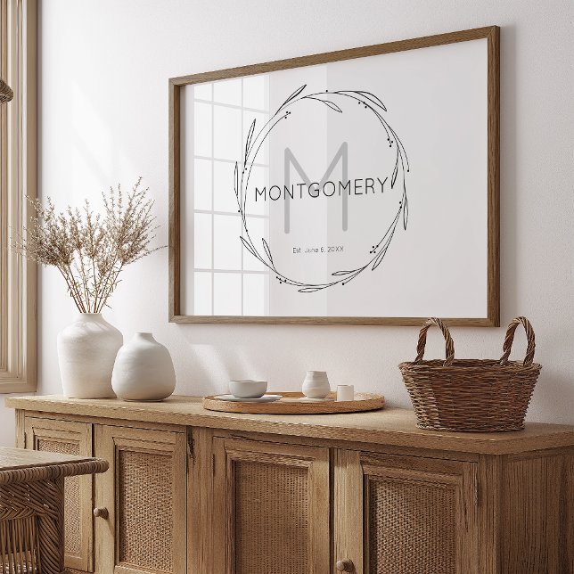 Poster Minimalist Modern Custom Name Sign Wedding Gift (Criador carregado)