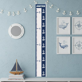 Poster Minimalist Navy Nautical Kids’ Growth Chart ID836