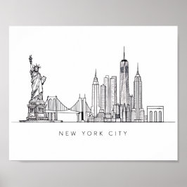 Poster Minimalist New York City Skyline Line Art
