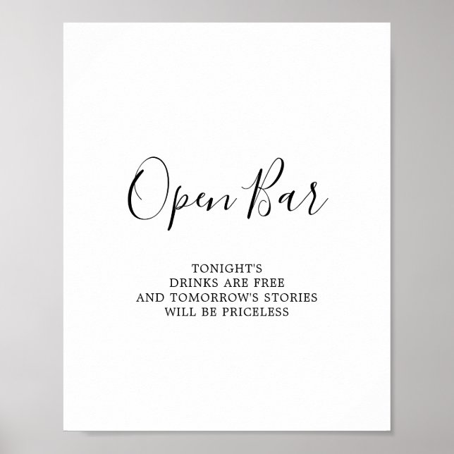 Poster Minimalist Open Bar Sign (Frente)