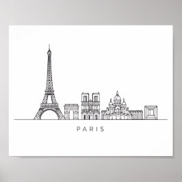 Poster Minimalist Paris Skyline Line Art