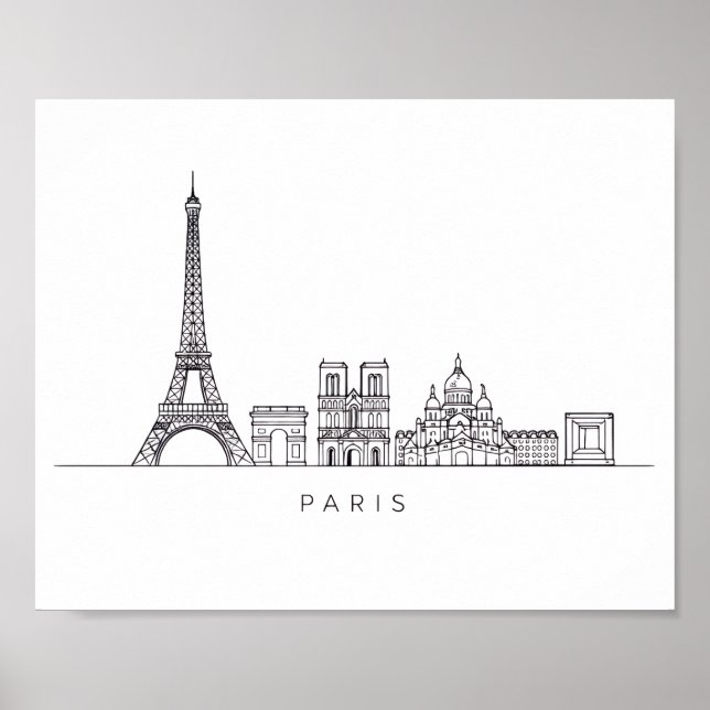 Poster Minimalist Paris Skyline Line Art (Frente)