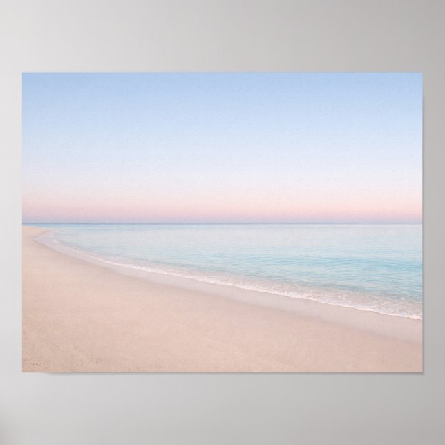 Poster Minimalist Pastel Pink Beach Ocean Horizon (Frente)