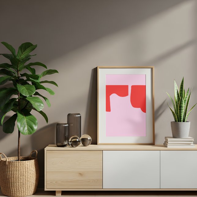 Poster Minimalist Red Abstract Shapes Pink (Criador carregado)