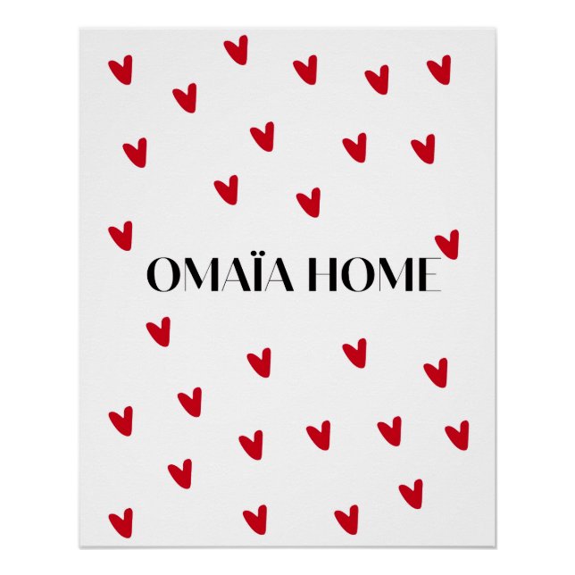 Póster Minimalist Red Hearts Wall Art (Frente)