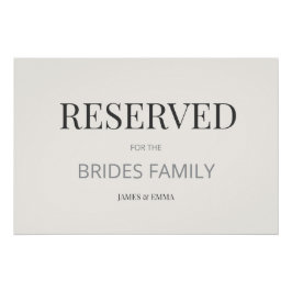 Póster Minimalist ‘RESERVED’ Wedding Sign Warm Ivory