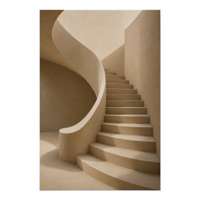 Póster Minimalist Sculptural Staircase Wall Art Poster (Frente)