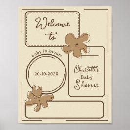 Poster Minimalist Style Flower Notes Baby Shower Welcome