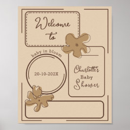 Poster Minimalist Style Flower Notes Baby Shower Welcome
