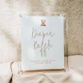 Poster Minimalist Teddy Bear Baby Shower Diaper Raffle