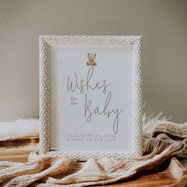 Poster Minimalist Teddy Bear Baby Shower Wishes For Baby