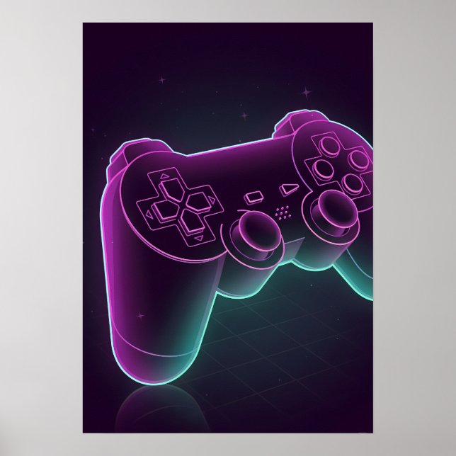 Poster Minimalist Vaporwave Gaming Controller (Frente)