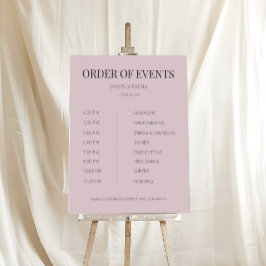 Poster Minimalist Wedding Order of Events Dusky Rose