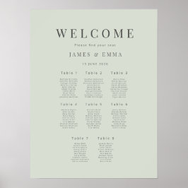 Poster Minimalist Wedding Seating Plan(8) Pale Sage