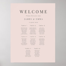 Poster Minimalist Wedding Seating Plan (8) Warm Blush