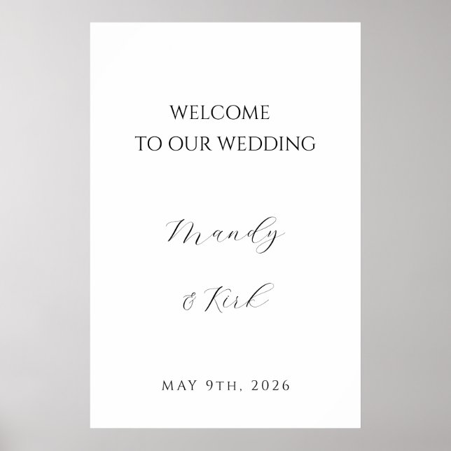 Poster Minimalist Wedding Welcome Sign | Custom Modern  (Frente)