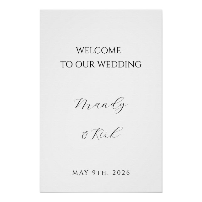 Póster Minimalist Wedding Welcome Sign | Custom Modern  (Frente)