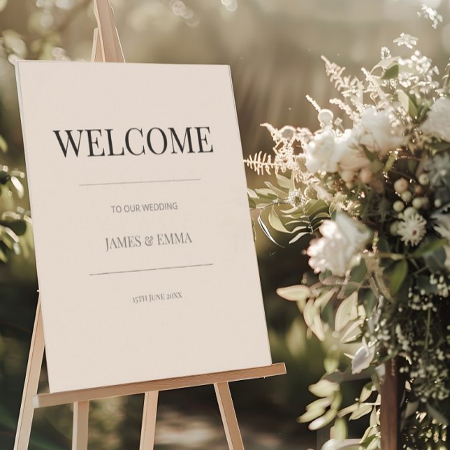 Poster Minimalist Wedding Welcome Sign Soft Latte (Criador carregado)