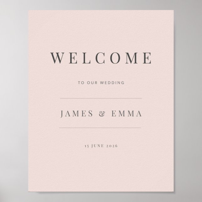 Poster Minimalist Welcome Sign | Warm Blush (Frente)