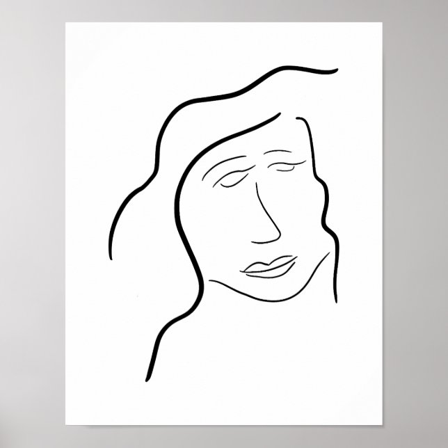 Poster Minimalist Woman Face Sketch for Gallery Wall (Frente)