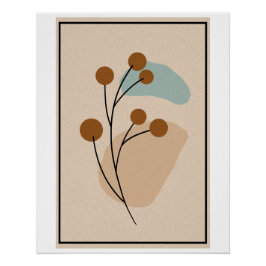 Póster Minimalista Abstrato Botânico Estética da Natureza