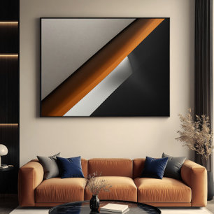 Poster Minimalista Abstrato com Acento Laranja Queimado
