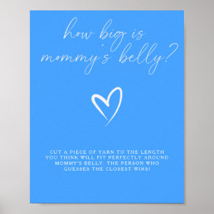 Poster Minimalista azul - quão grande é a barriga da mamã