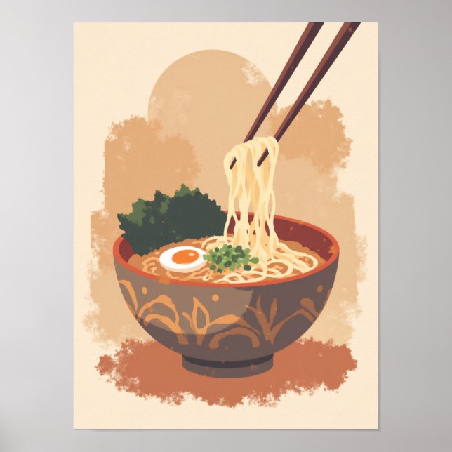 Poster Minimalista Boho Ramen Bowl Art (Frente)