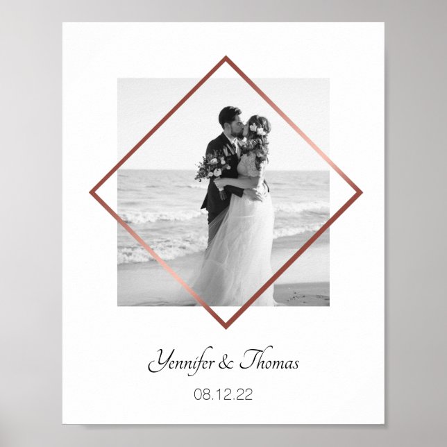 Poster minimalista da imagem casal de rosa de ouro românt (Frente)