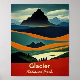 Poster Minimalista do Parque Nacional Glacier