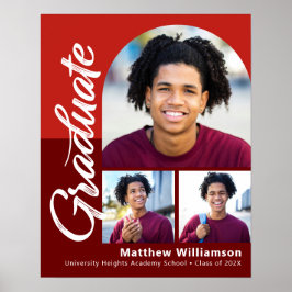 Poster Minimalista do Script de Arco de Foto do Red Gradu