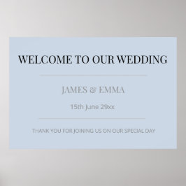 Poster Minimalista Faixa de Casamento Azul-Cinzento Horiz