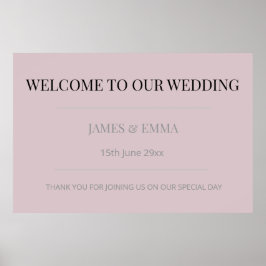 Poster Minimalista Faixa de Casamento Horizontal Rosa Des