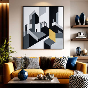 Poster Minimalista Geométrico Preto e Branco