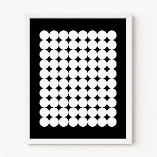 Poster Minimalista Grade de Círculo Preto e Branco Retro