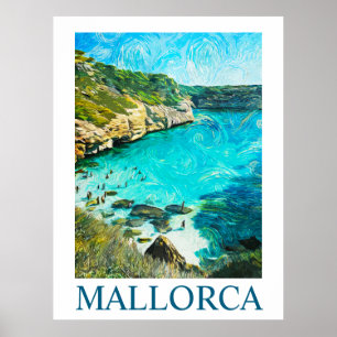 Poster Minimalista Mallorca Espanha Pintura a Óleo Medite