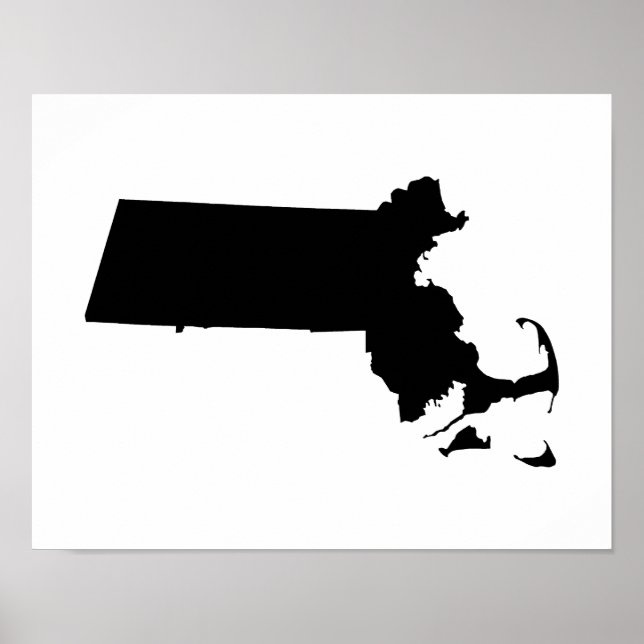 Póster Minimalista Massachusetts em Preto (Frente)