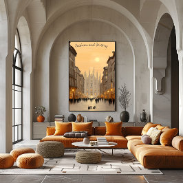 Poster Minimalista Milan Skyline - Arte Italiana Soft Ton