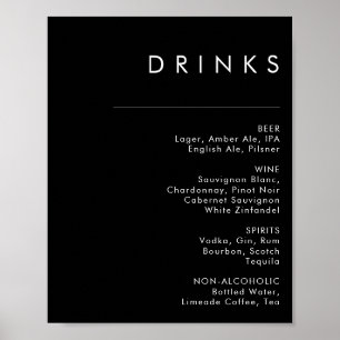 Poster Minimalista Moderno Cardápio de Bebidas para Cas