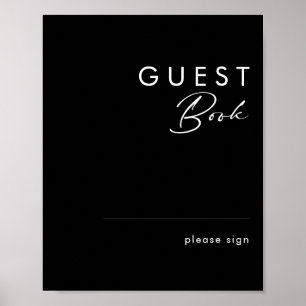 Poster Minimalista Moderno   Livro de Visitas Preto Assin