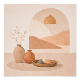 Póster Minimalista Vida Estática Interior Japandi Abstrat