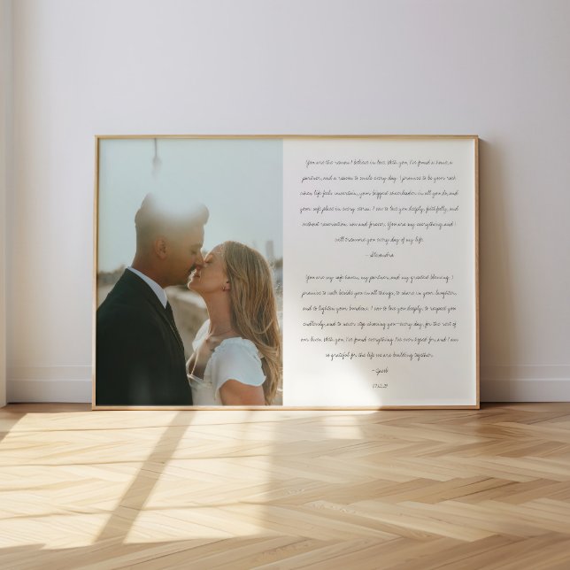 Poster Minimalistic Modern Wedding Vows Script Photo (Criador carregado)
