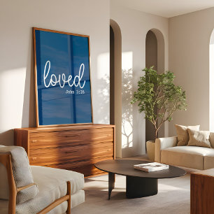 Poster Mínimo de citação de Fé de Amor Azul marinho