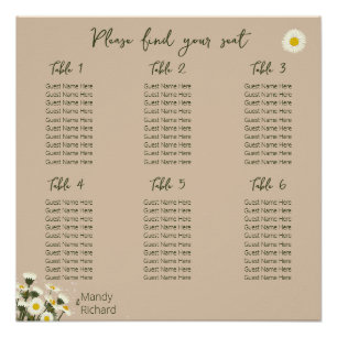 Póster Mínimo de Flores Brancas Sentadas