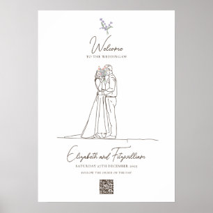 Poster Mínimo de Flores Românticas de Casais de Arte