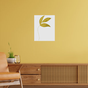 Poster Mínimo de Folhas Douradas Floral