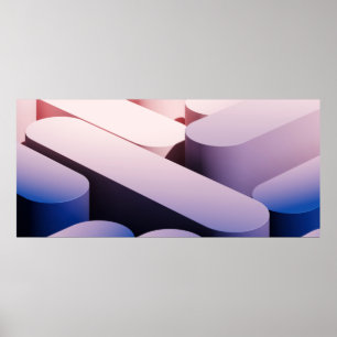 Poster Mínimo de fundo de matiz abstrato. Azul e rosa 
